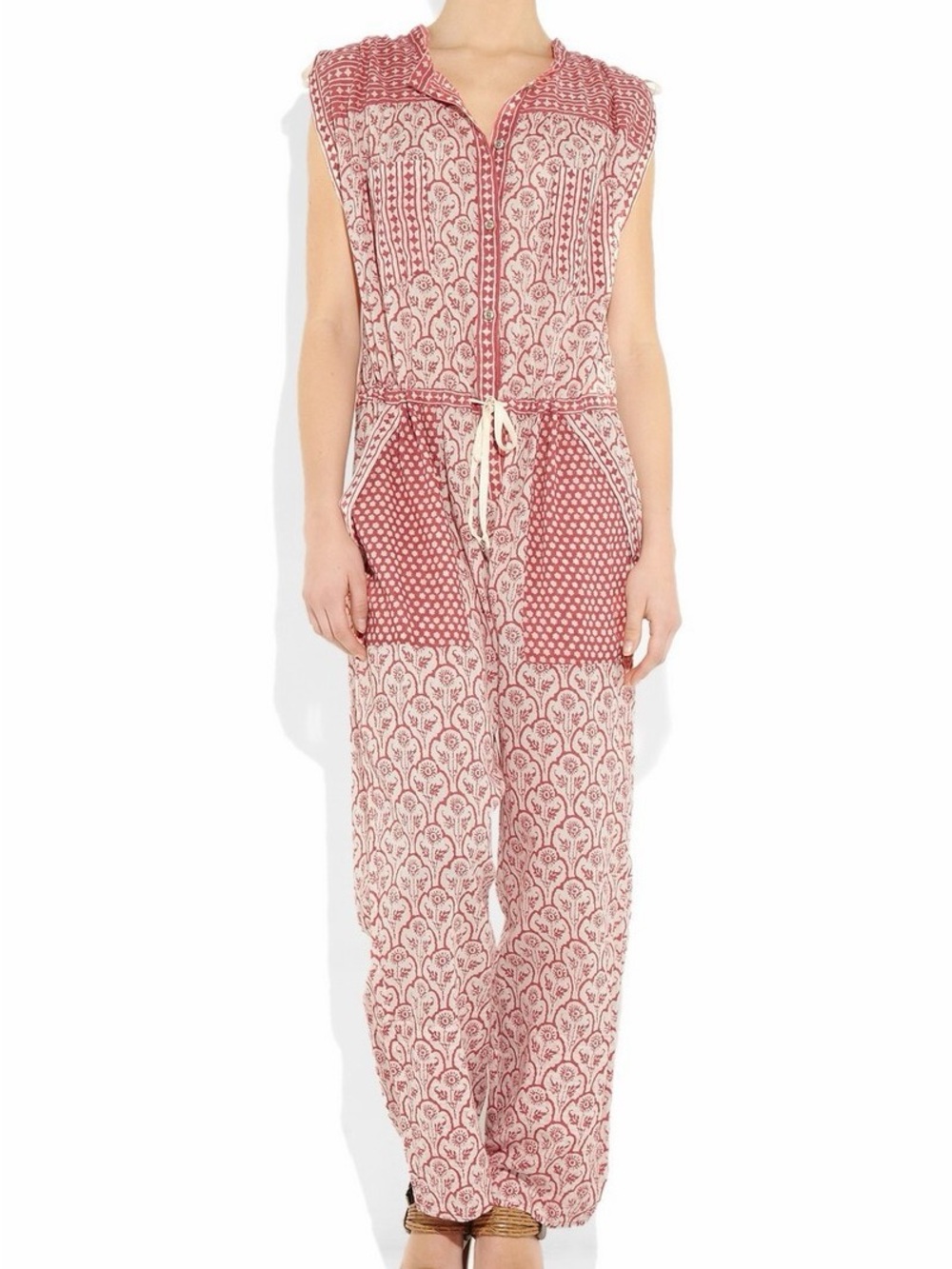 Isabel Marant Etoile Heko Sleeveless Pink Printed Maxi Jumpsuit size 36 XS-M EUC